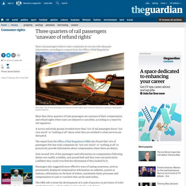 Three quarters of rail passengers ‘unaware of refund rights’